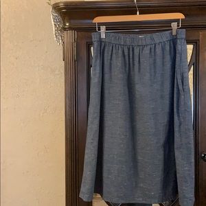 Denim  with “white speckles” skirt.